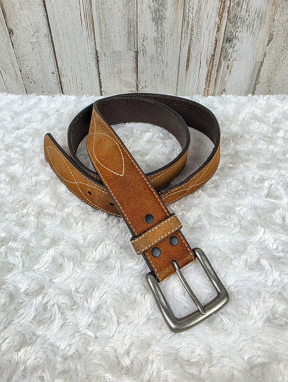 Tan Suede Leather Western Belt Size 38